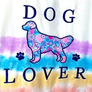 Simply Southern Embroidered Dog Lover lightweight sweatshirt rainbow long sleeve